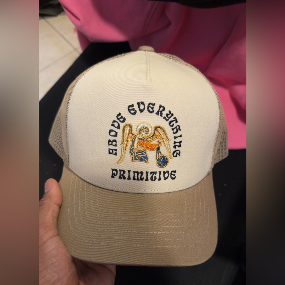 Primitive Cream and Brown Trucker Hat